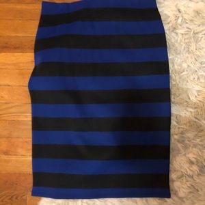 Bandu skirt blue black stripe midi L pencil